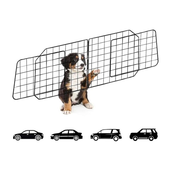 Heavy Duty Dog Car Barrier with Adjustable Wire Mesh and Front Seat Dividers