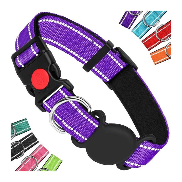 Heavy Duty Dog Collar with Padded Soft Reflective Nylon Material and Durable Construction