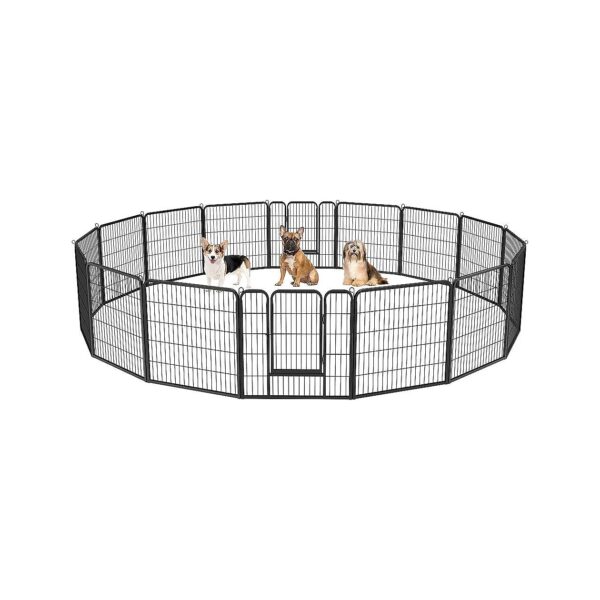 Heavy Duty Dog Playpen 16 Panels Foldable Pet Fence for Outdoor Use 32 Inch Height Width