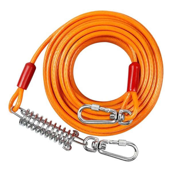 Heavy Duty Dog Run Leash Cable for Yard Camping with Shock Absorbing Spring