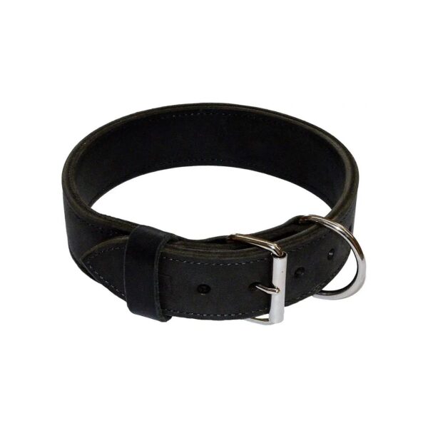 Heavy Duty Double Leather Dog Collar with Buckle Closure for Large Dogs