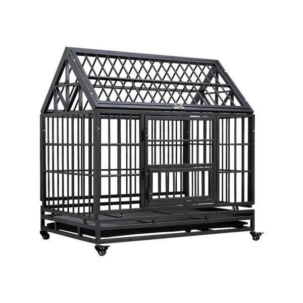 Heavy Duty Extra Large 42 Inch Dog Crate with Top and Front Doors for Large Breeds