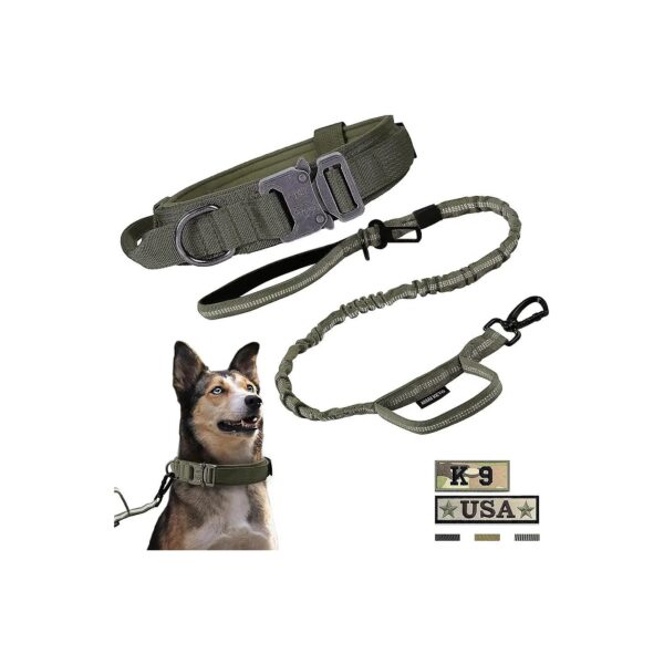 Heavy Duty Metal Buckle K9 Dog Collar and Leash Set for Medium Dogs