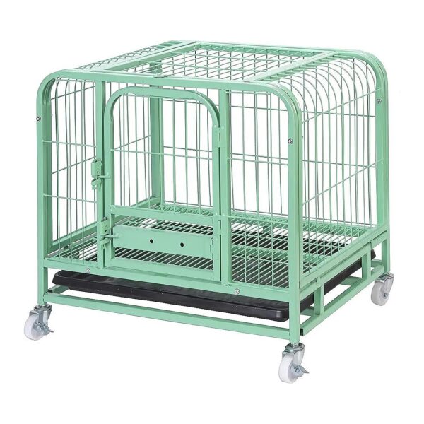 Heavy Duty Metal Dog Crate Cage with Lockable Wheels for Small Dogs, 26 17 22Inch