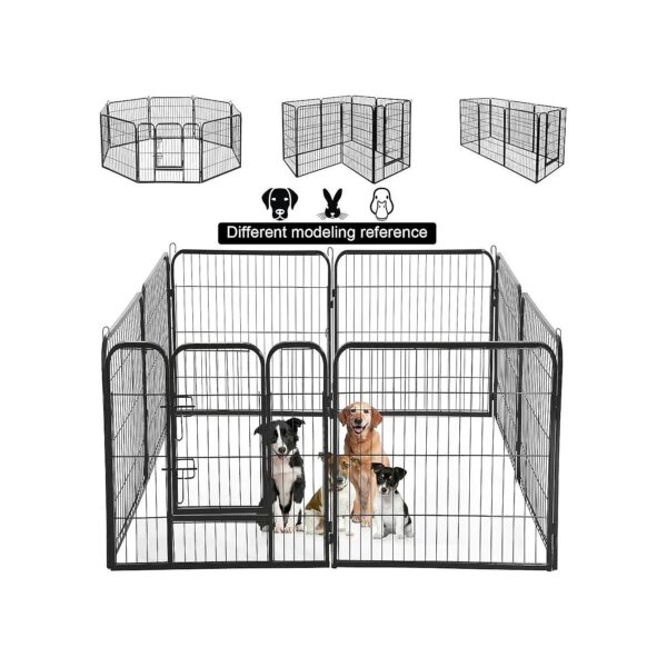 Heavy Duty Metal Dog Playpen with Door for Large Pets, Black, 40 Inches Tall