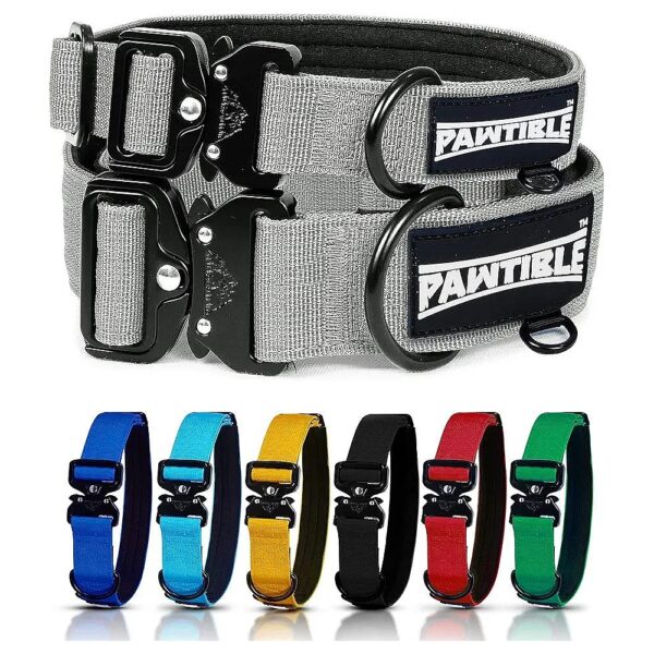 Heavy Duty Nylon Dog Collar for Medium Dogs with Amber Nylon-Neoprene Padding