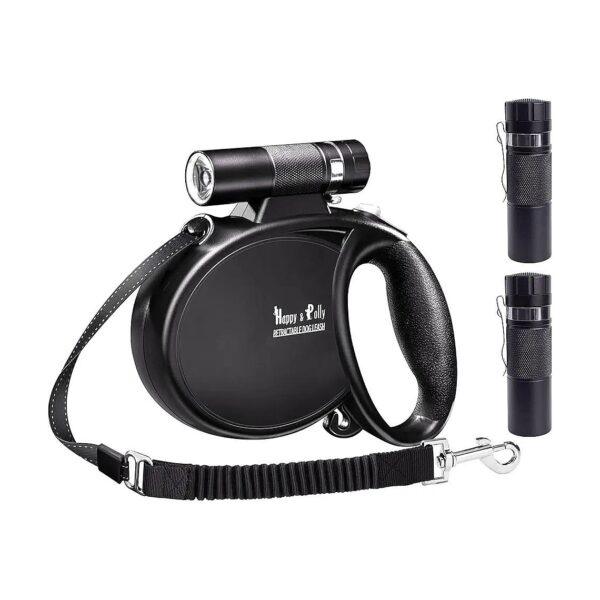 Heavy Duty Retractable Dog Leash with Flashlight and Bungee Leash for Small Medium Dogs