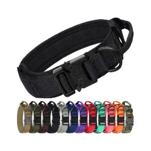 Heavy Duty Tactical Dog Collar with Adjustable Handle and Two Free Patches