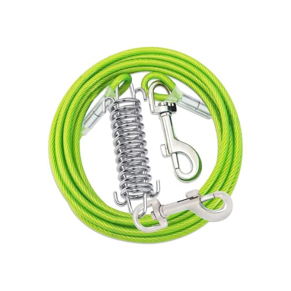 Heavy-Duty Steel Wire Dog Cable Leash with Superior Clips and Spring for Large Dogs