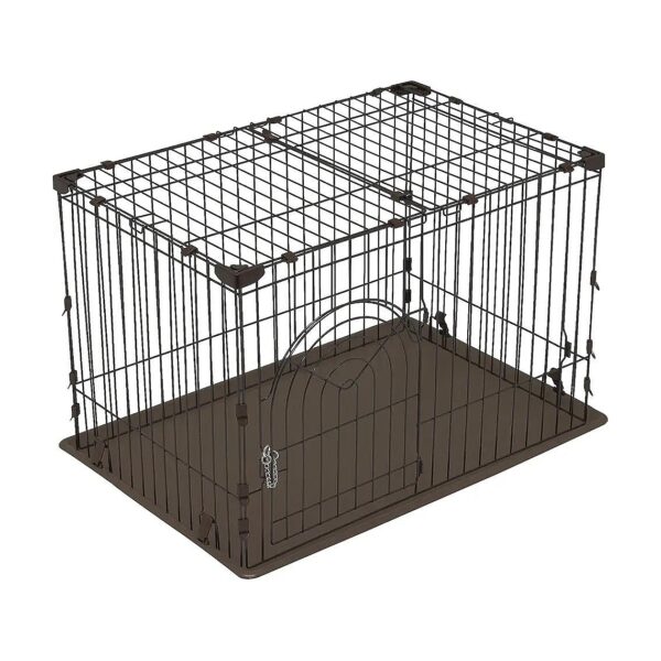 Heavy-Gage Steel Wire Gray Dog Cage with Secure Locking System