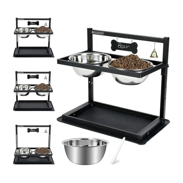 Height Adjustable Dog Food and Water Bowls with Stainless Steel and Mat for Large Dogs