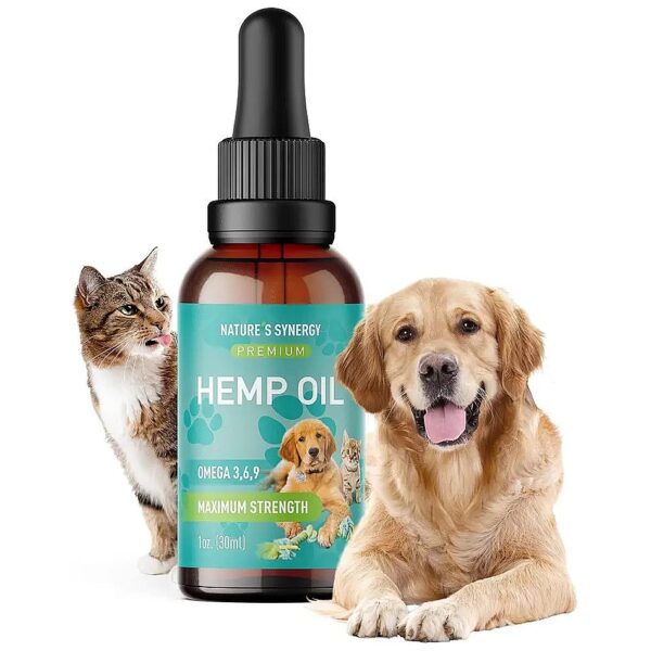 Hemp Oil Supplement for Dogs Cats Omega 3 6 9 Fatty Acids Skin Coat Health