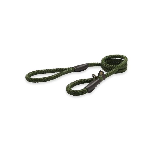 Heritage-Style Green Nylon Rope Slip Lead with Traditional Hand Sewn Construction