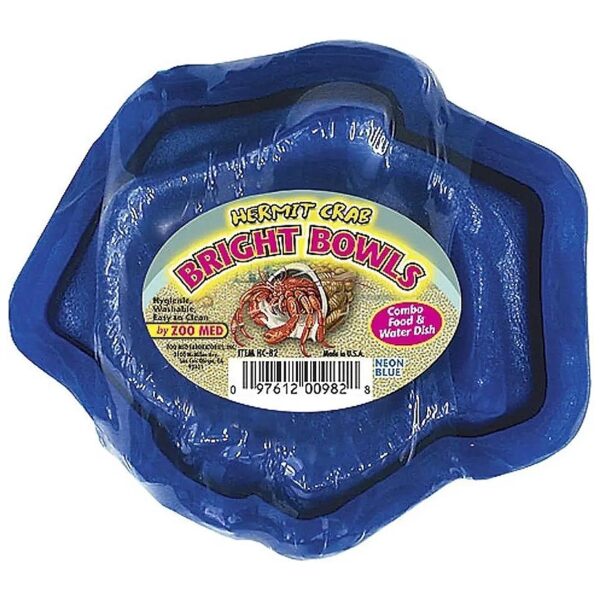 Hermit Crab Home and Food Bowl in Bright Blue, Easy to Care for, US Made