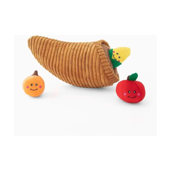 Hide and Seek Dog Toy Puzzle with Squeaky Vegetables and Plush Pockets