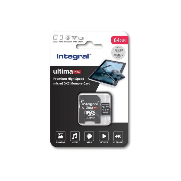 High Capacity 64GB Micro SDXC Memory Card with U3 Speed