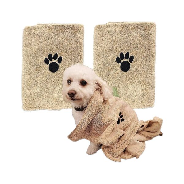 High Capacity Dog Bath Towels for Small Pet Dogs 2 Pack 34x25