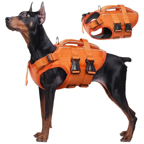 High Flotation Dog Life Jacket with Reflective Strips for Swimming Boating and Rescue