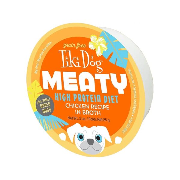 High Protein Grain Free Wet Dog Food with Chicken Recipe in Broth, 4 Packs, 3 oz Cups