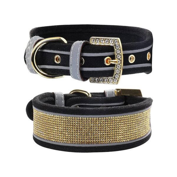 High Quality Collar for Medium Large Dogs with Soft Suede Leather and Golden Buckle