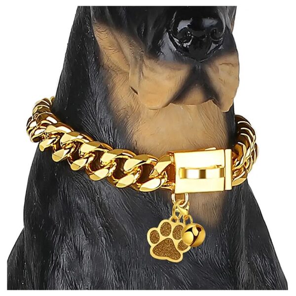 High Quality Gold Dog Chain Collar with Secure Snap Buckle for Small Medium Large Dogs