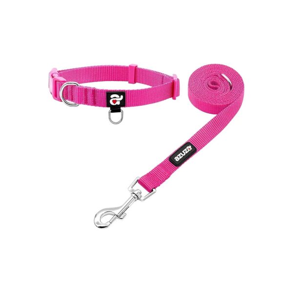 High Quality Nylon Leash and Collar for Small Dogs in Hot Pink