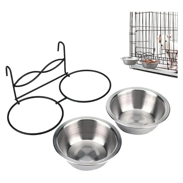 High Quality Stainless Steel Anti Slip Hanging Pet Bowls for Dogs and Cats