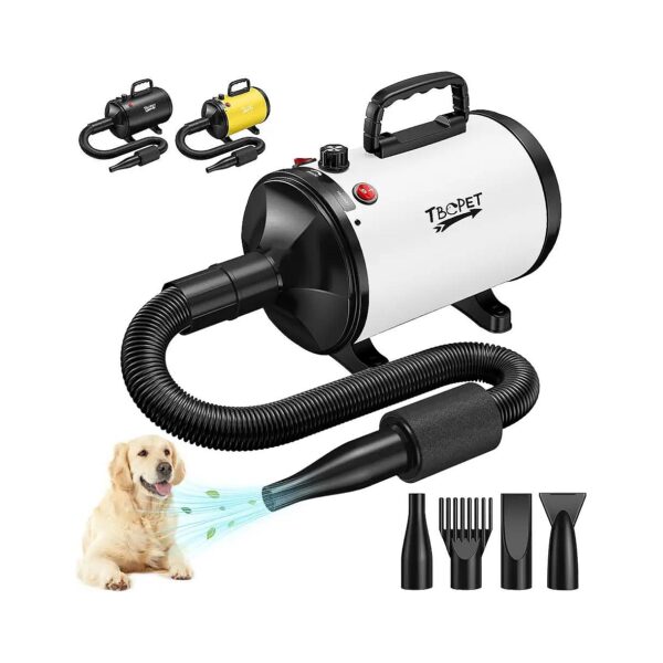 High Velocity Dog Hair Dryer with Adjustable Speed Temperature for Smooth Coats