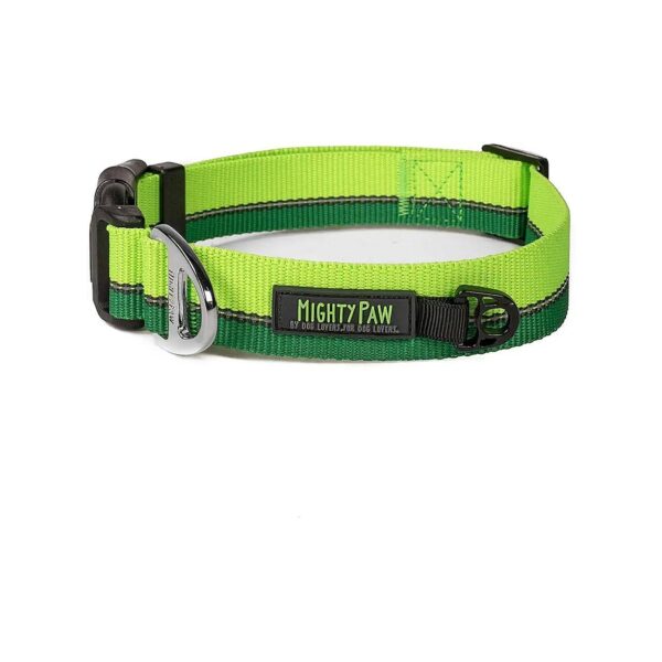 High Visibility Green Dog Collar with Reflective Stitching for Small Medium Large Pets