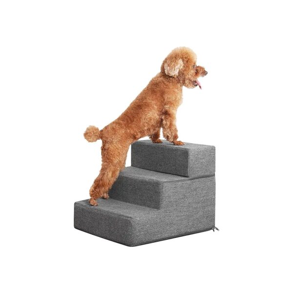 High-Density Foam Dog Stairs for Small Dogs, Grey, 3-Step Non-Slip Foldable Pet Stair