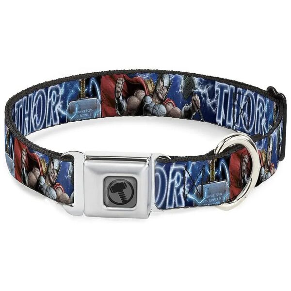 High-Density Polyester Dog Collar with Authentic Seatbelt Buckle 9-15 Inches Wide