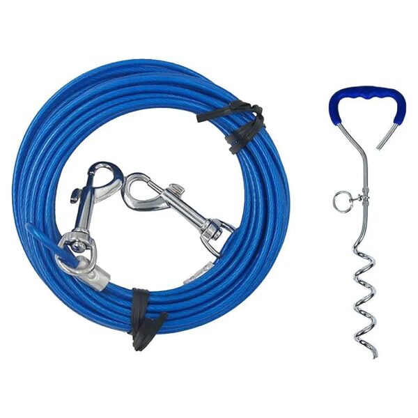 High-Quality 20ft Dog Tie Out Cable Yard Leash and Ground Anchor Stake Set