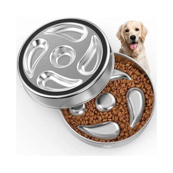 High-Quality 304 Stainless Steel Slow Feeder Dog Bowl for Small, Medium, and Large Breeds