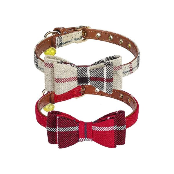 High-Quality Adjustable Collar for Small Puppies and Kitten with Plaid Pattern