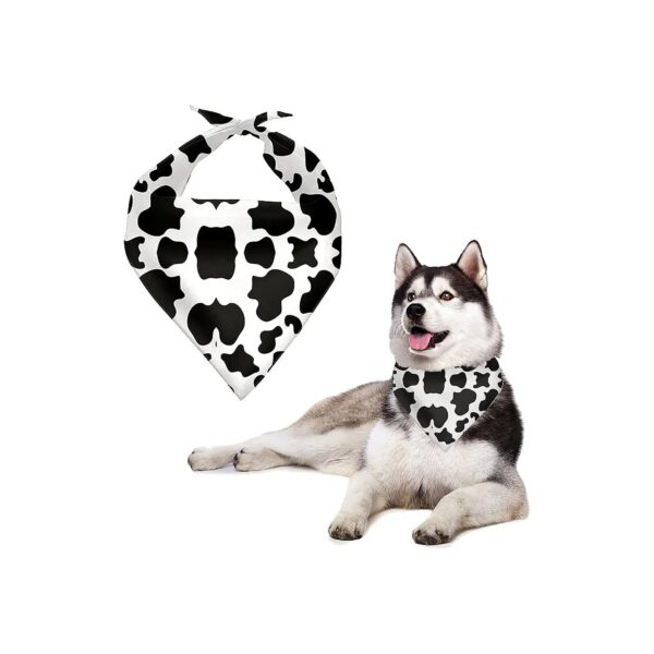 High-Quality Black and White Cow Print Dog Bandana for Small to Large Dogs