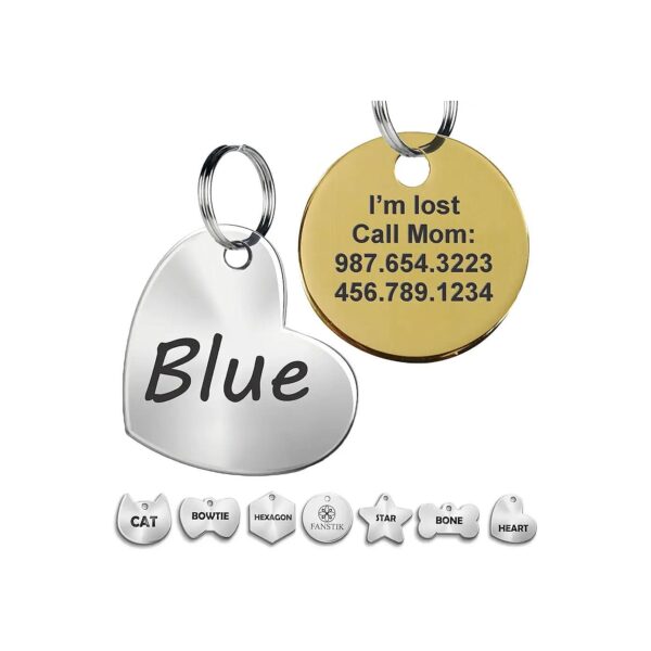 High-Quality Bronze Engraved Pet ID Tag for Cats and Small Animals with Unique Designs