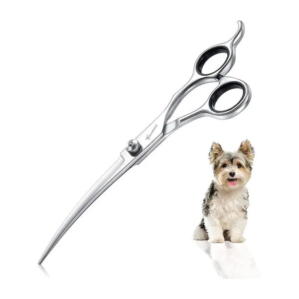 High-Quality Dog Grooming Scissors with Round Tips and Offset Handle for Comfortable Use