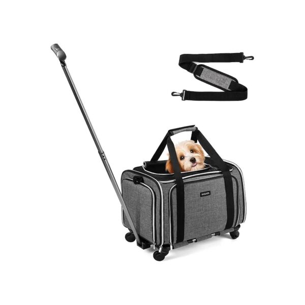 High-Quality Expandable Pet Carrier for Dogs or Cats with Fleece Pad and Wheels