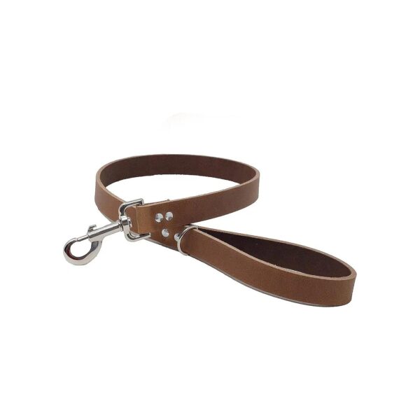 High-Quality Full Grain Leather Dog Lead Made in England Medium Tan 2m