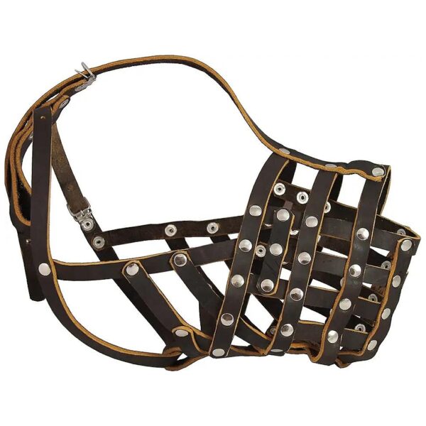 High-Quality Leather Cage Basket Muzzle for Great Danes and Mastiffs