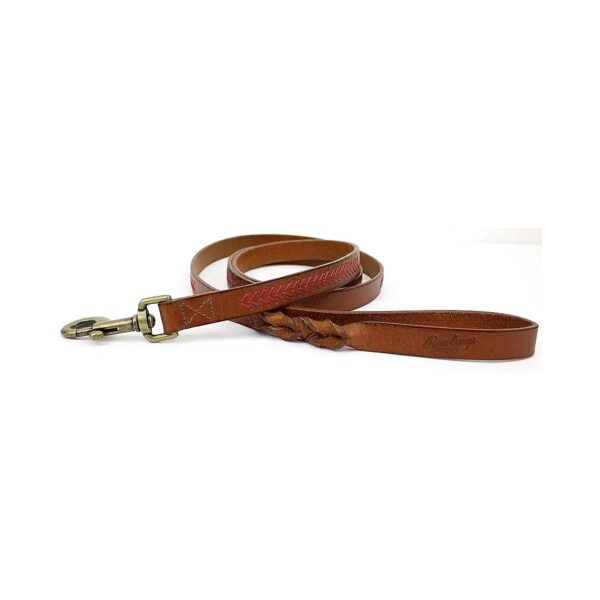 High-Quality Leather Dog Leash with Baseball Stitch Design 5 Foot Length