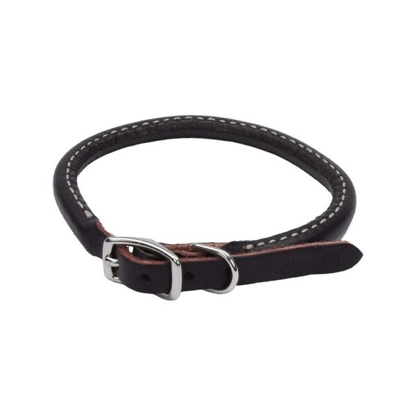 High-Quality Leather Round Dog Collar for Long Haired Pets