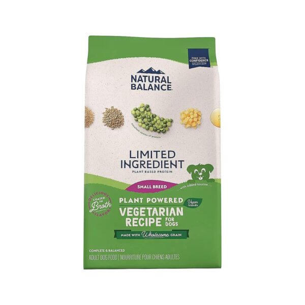 High-Quality Pelleted Adult Dog Food with Vegan Protein and Whole Grains for Small Breeds