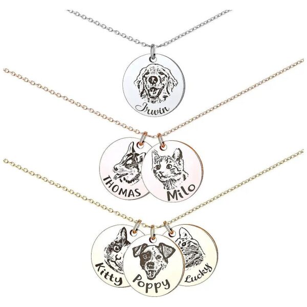 High-Quality Photo Engraved Pet Portrait Necklace Gift for Pet Lovers