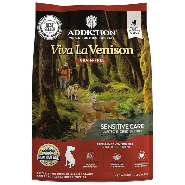 High-Ribble Venison Dog Food for Healthy Coat and Skin Support