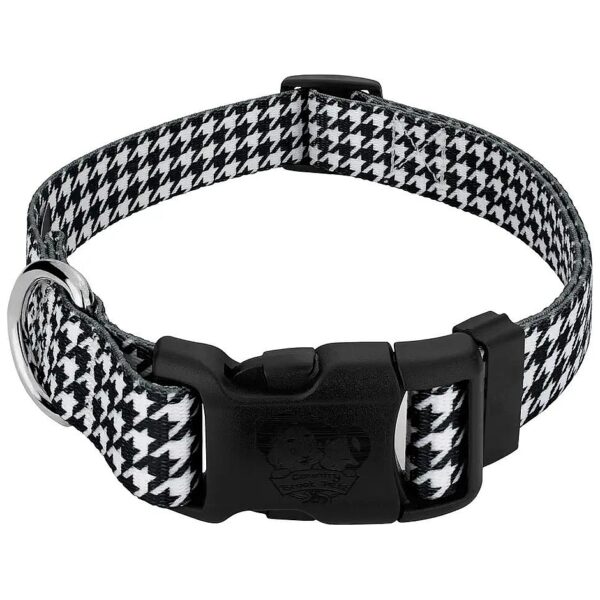 Houndstooth Patterned Adjustable Dog Collar for Breeds of All Sizes