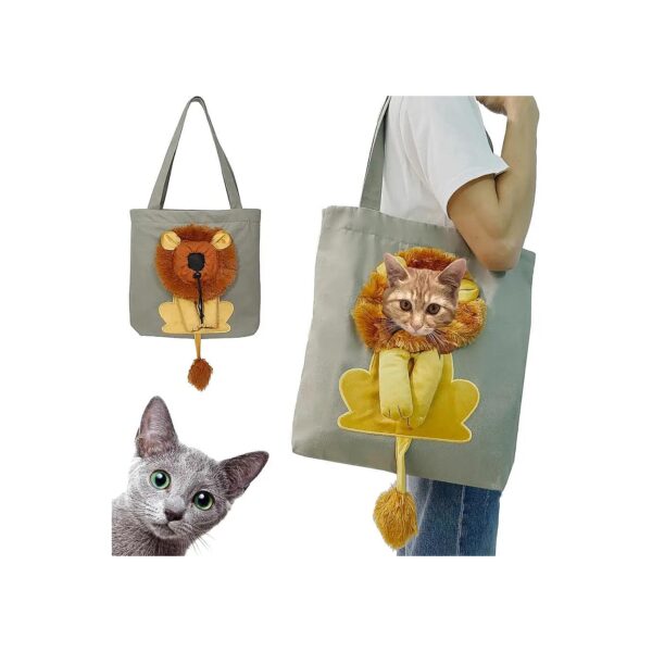 Huge Canvas Pet Shoulder Bag with Lion Outcrop Design for Large and Small Pets Alike