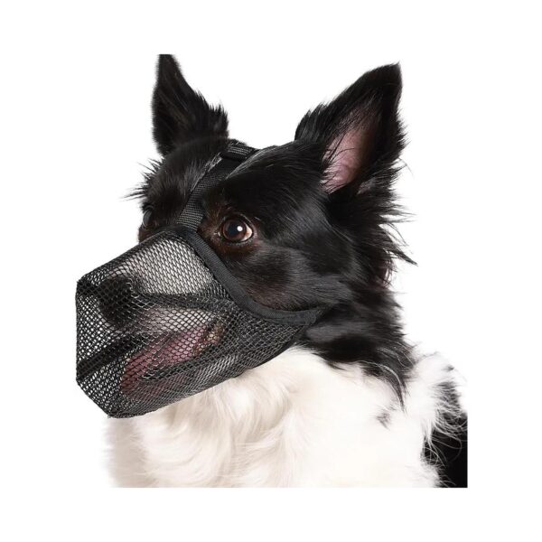 Humane Breathable Mesh Dog Muzzle for Small Medium Large Dogs Adjustable Strap Black XXS