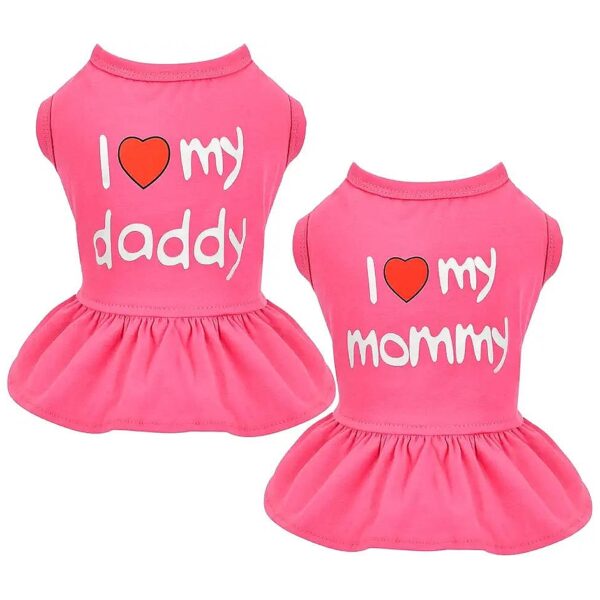 I Love My Mommy Daddy Dog Dresses 2 Pack for Small Puppies and Kittens