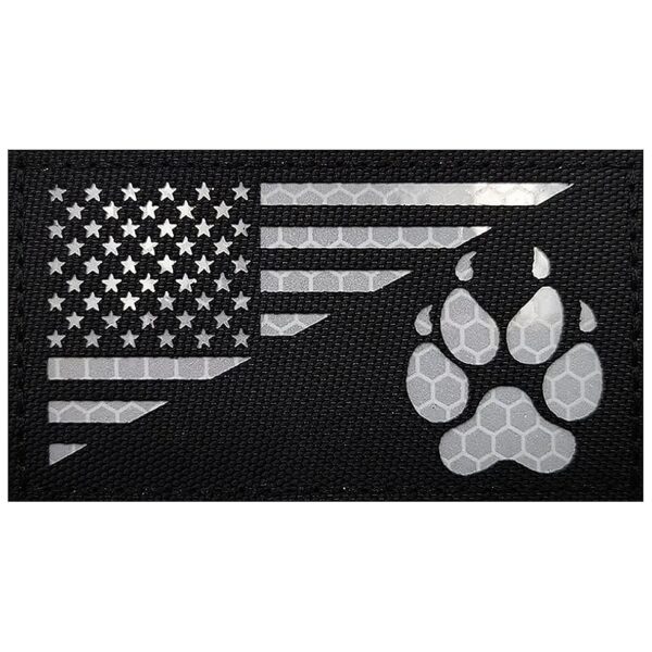 IR Reflective US Flag Tactical Dog Paw Patch for Vests Harnesses